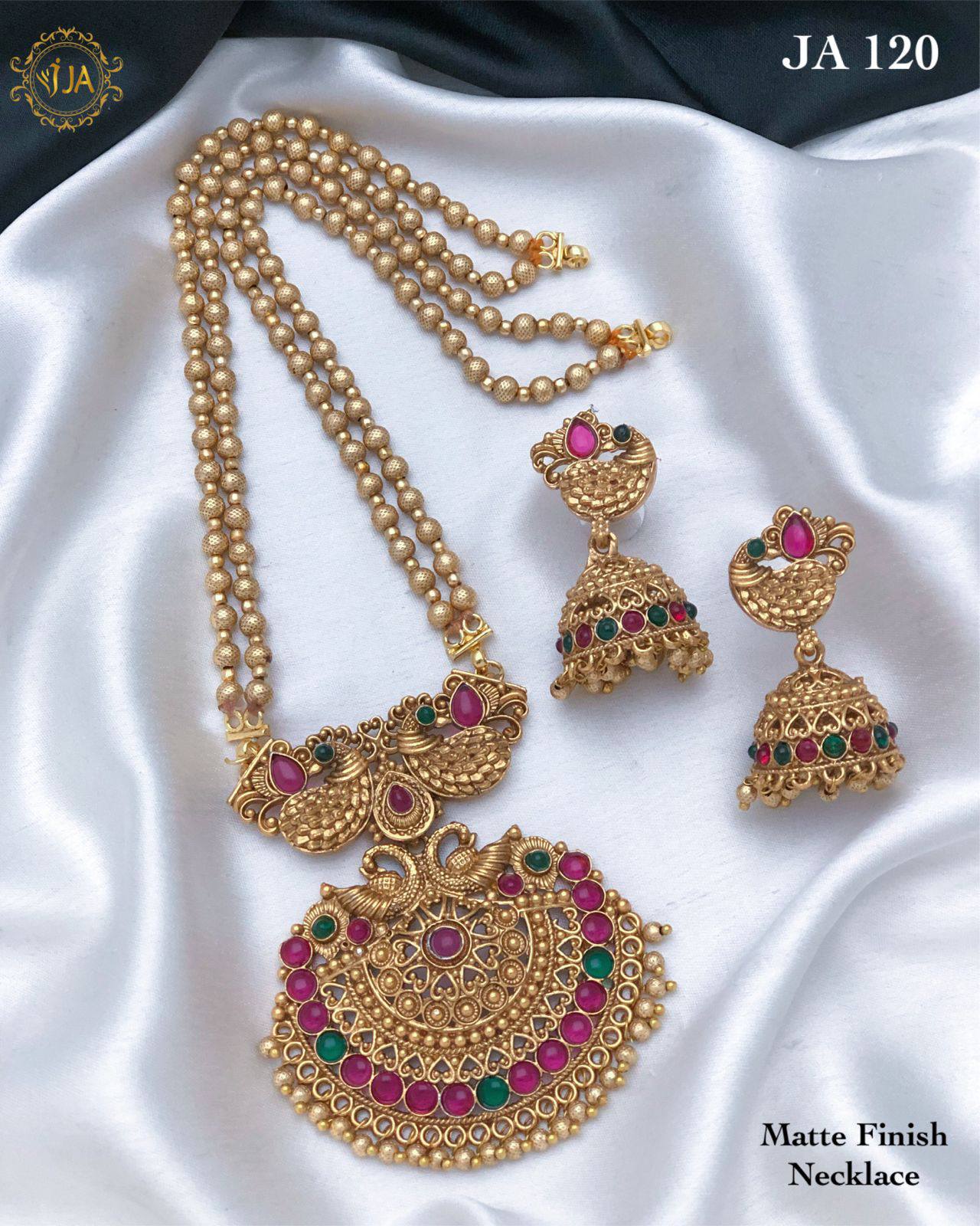 Matte Finished Super Jhumki and Long Haram Set