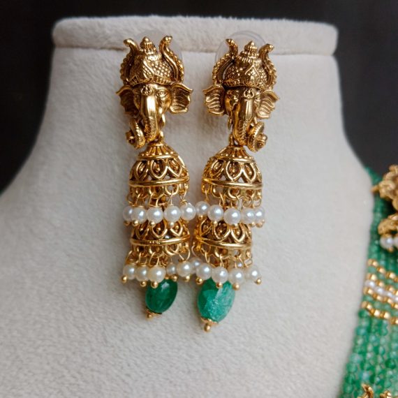 Vinayakar Green Beads Haram SPAIL02495