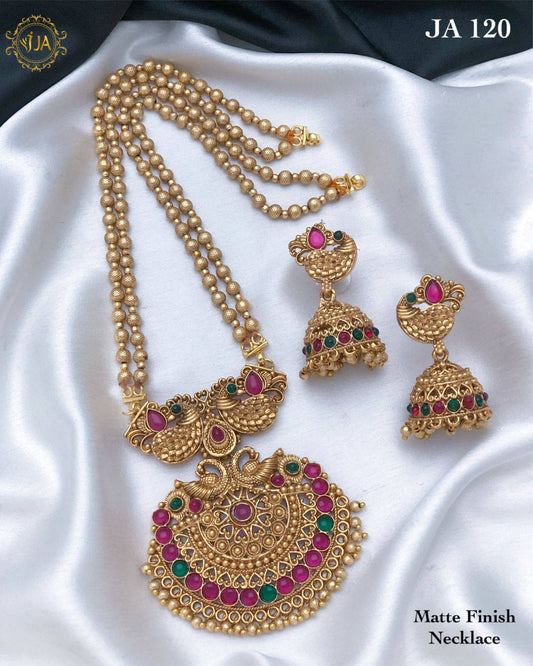 Matte Finished Super Jhumki and Long Haram Set