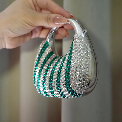 Crescent Silver-Green Clutch