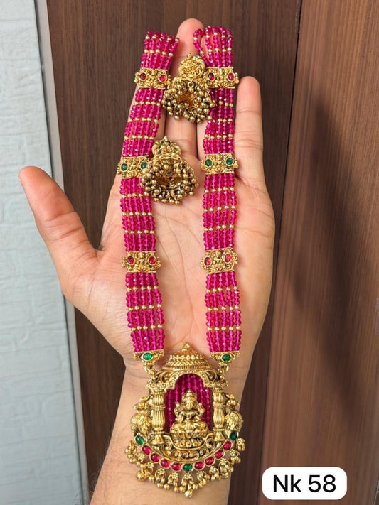 Pink Fashion Super Laxmi Crystal Beads Mala