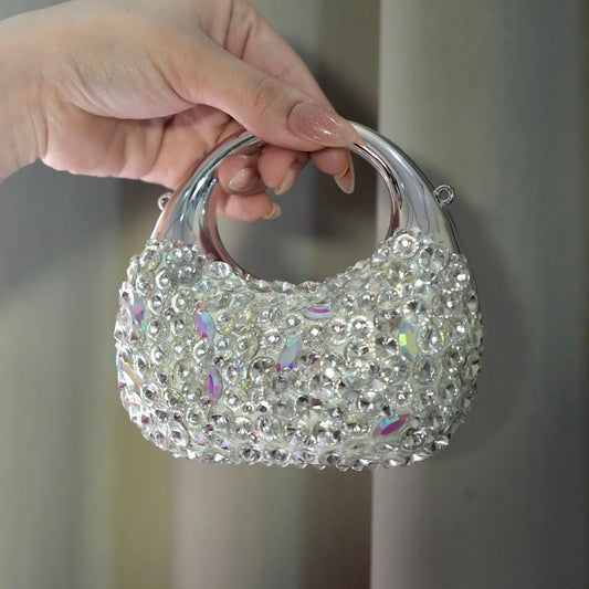 Crescent Silver Royal Clutch With Work