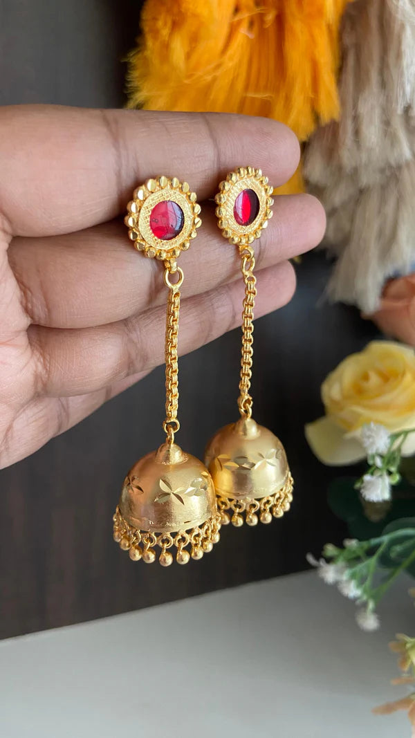 Red Palakka Long Drop Jumka