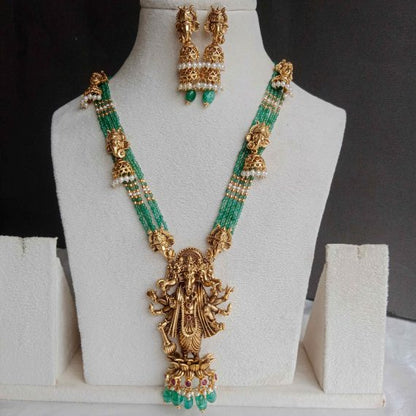 Vinayakar Green Beads Haram SPAIL02495