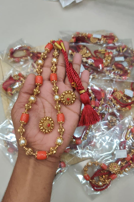 Red Coral Mala Set Super Shine