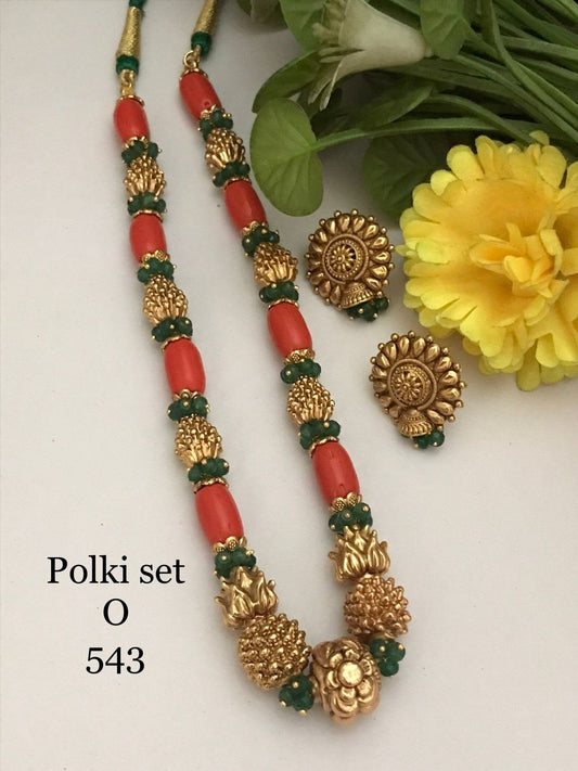 Polki Set Super Beads Mala